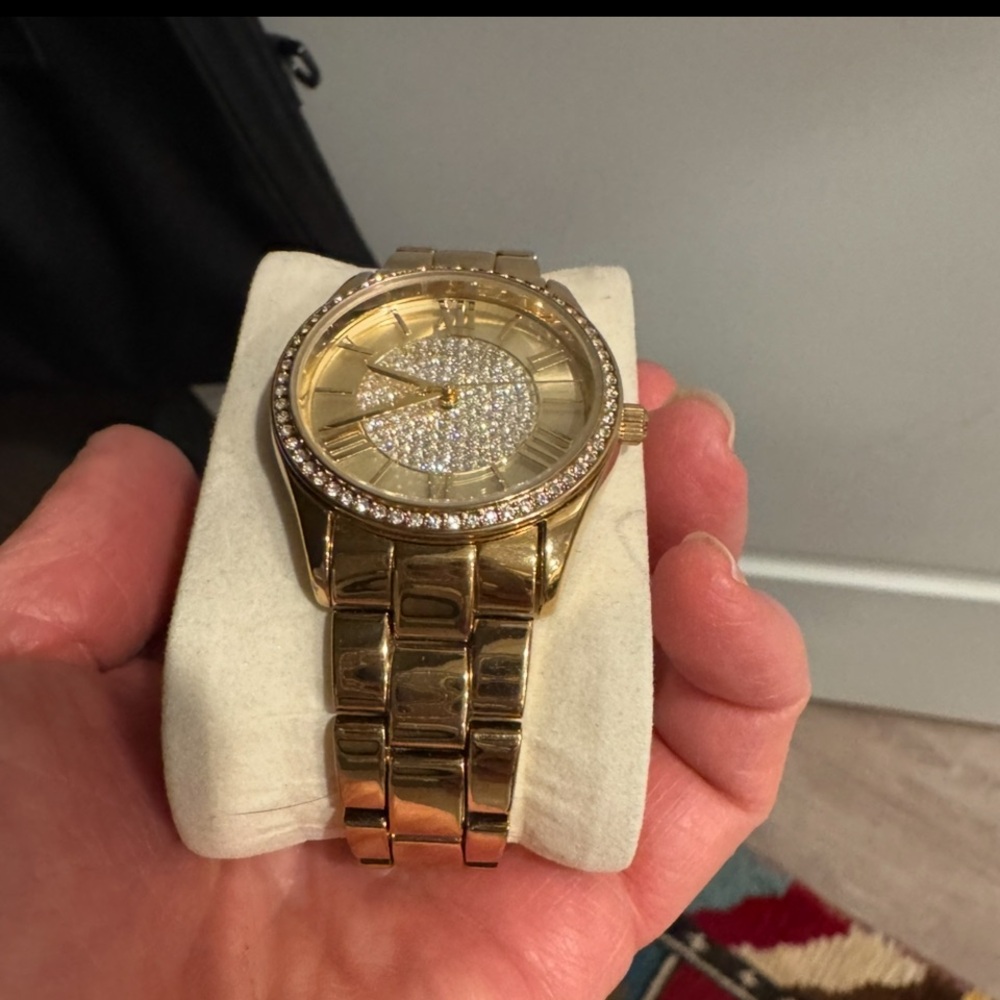 MK BLING Gold Watch with Crystal Accents